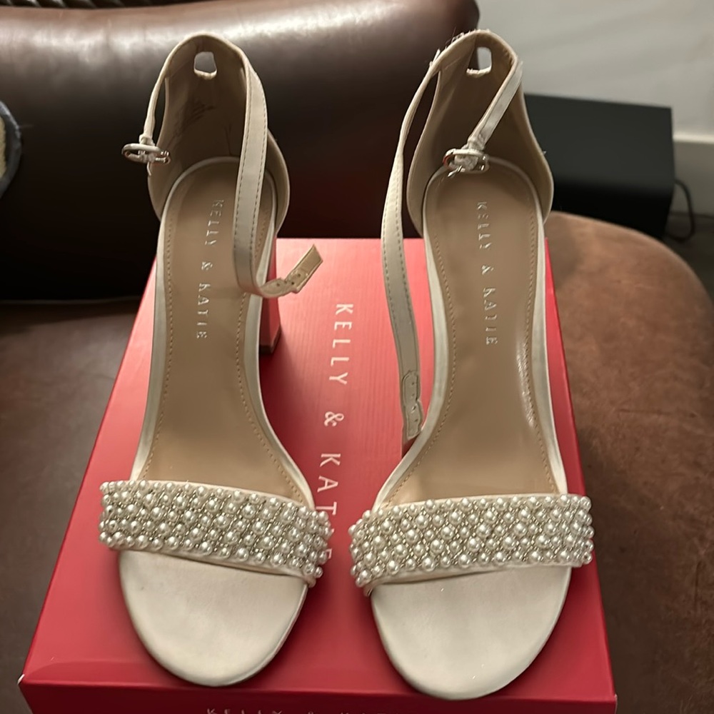 Wedding Shoes!! Kelly & Katie Satin Heels with Pearls